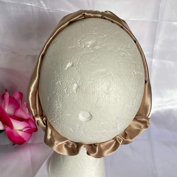 Tan Satin Headband wrap scrunched For Women Pleated design - Picture 9 of 13